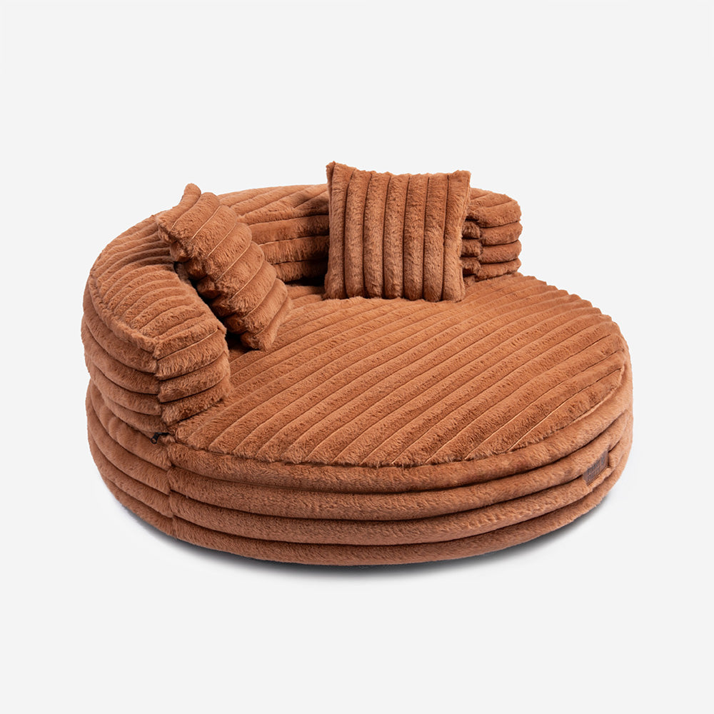 Ultra-Soft Ribbed Plush Removable Donut Orthopedic Dog Bed with Pillows - Cozy Nest