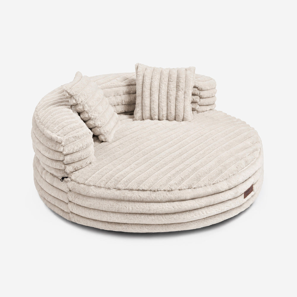 Ultra-Soft Ribbed Plush Removable Donut Orthopedic Dog Bed with Pillows - Cozy Nest