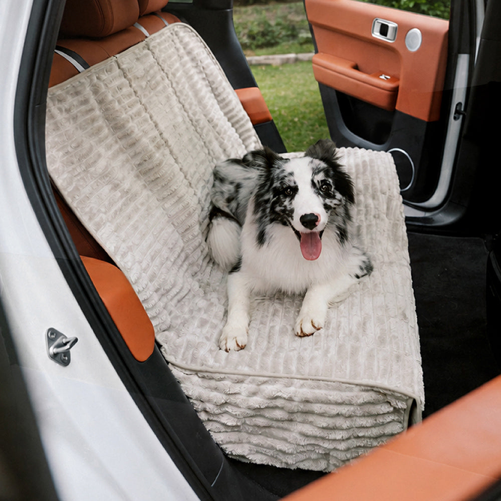 Ribbed Plush Waterproof Dog Car Seat Cover - Cozy Nest