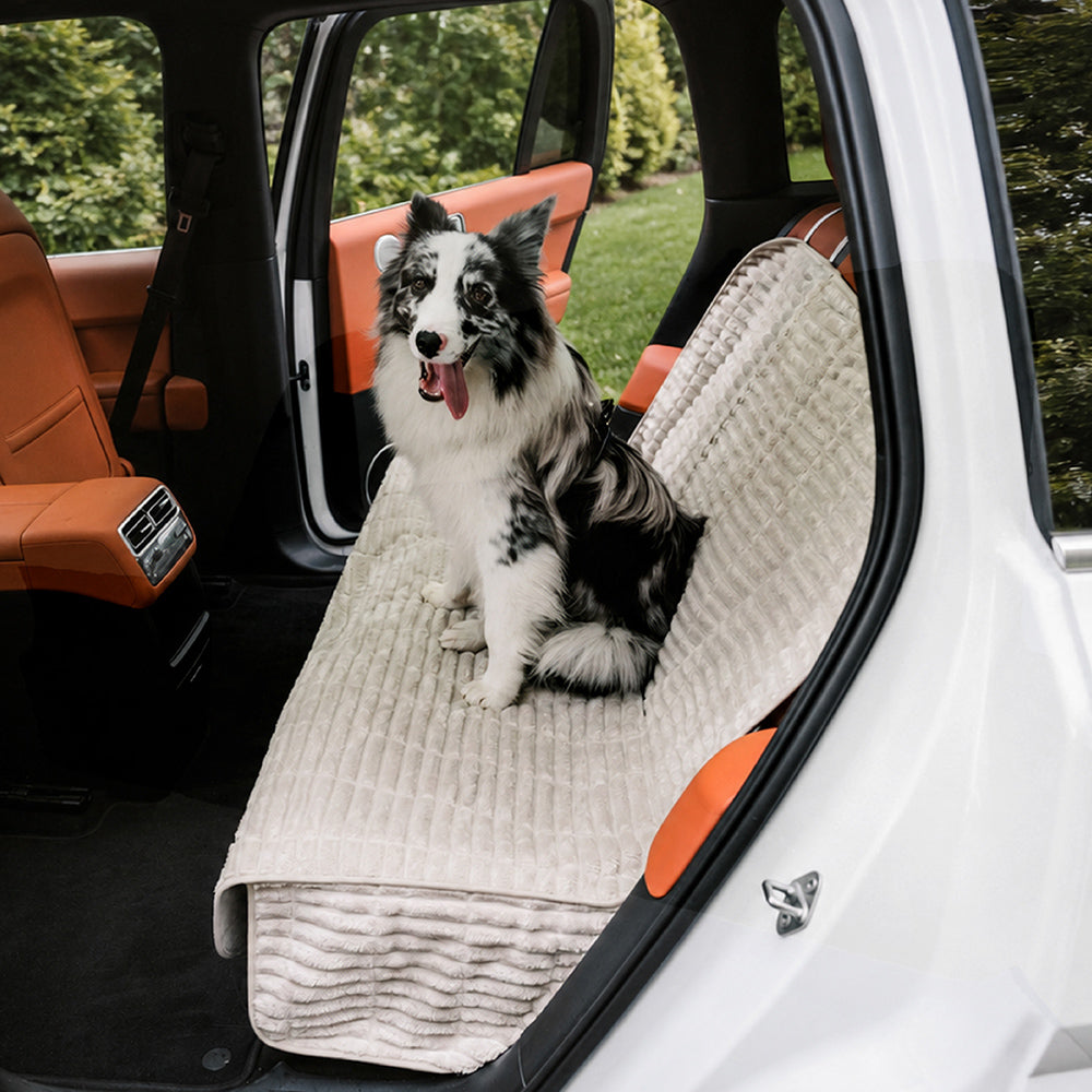 Ribbed Plush Waterproof Dog Car Seat Cover - Cozy Nest