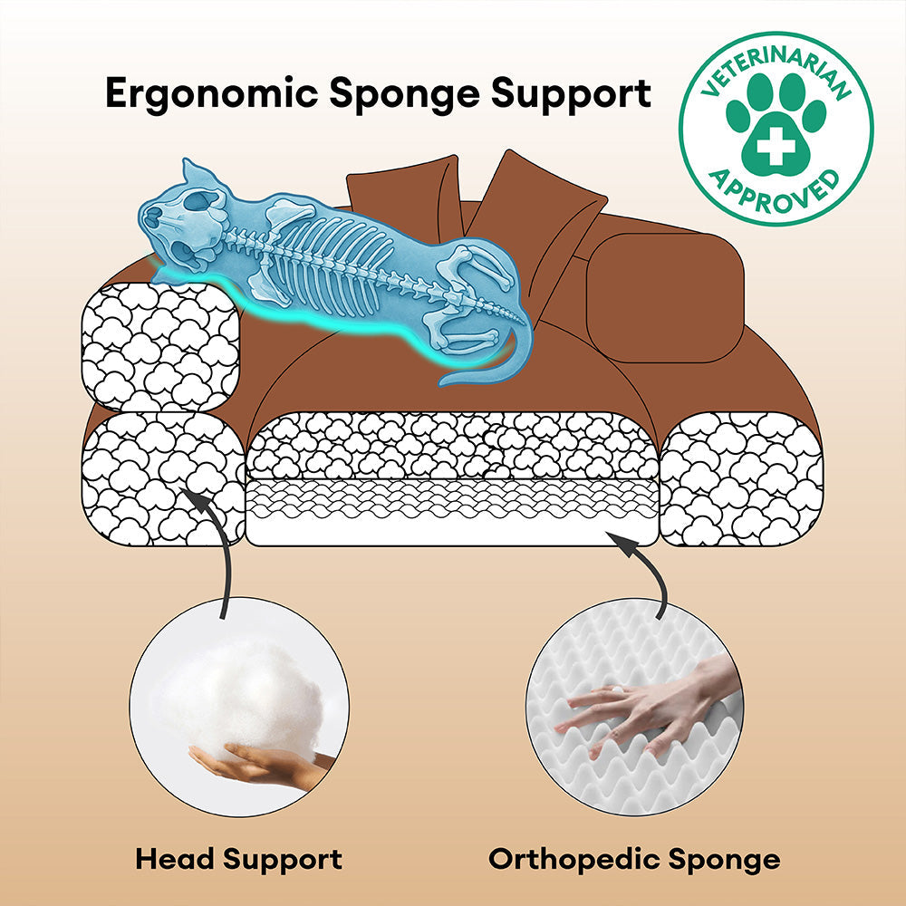 Ultra-Soft Ribbed Plush Removable Donut Orthopedic Dog Bed with Pillows - Cozy Nest