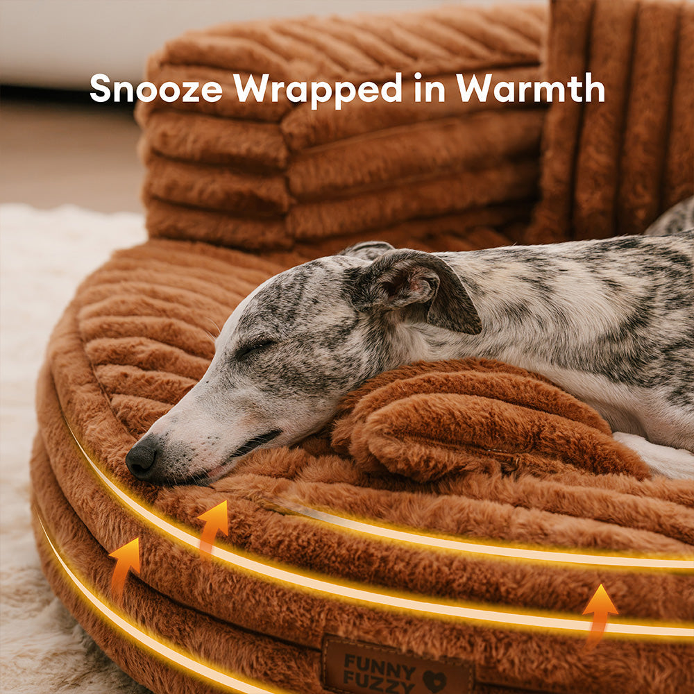 Ultra-Soft Ribbed Plush Removable Donut Orthopedic Dog Bed with Pillows - Cozy Nest