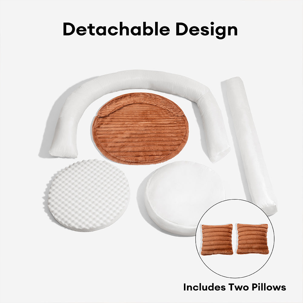 Ultra-Soft Ribbed Plush Removable Donut Orthopedic Dog Bed with Pillows - Cozy Nest