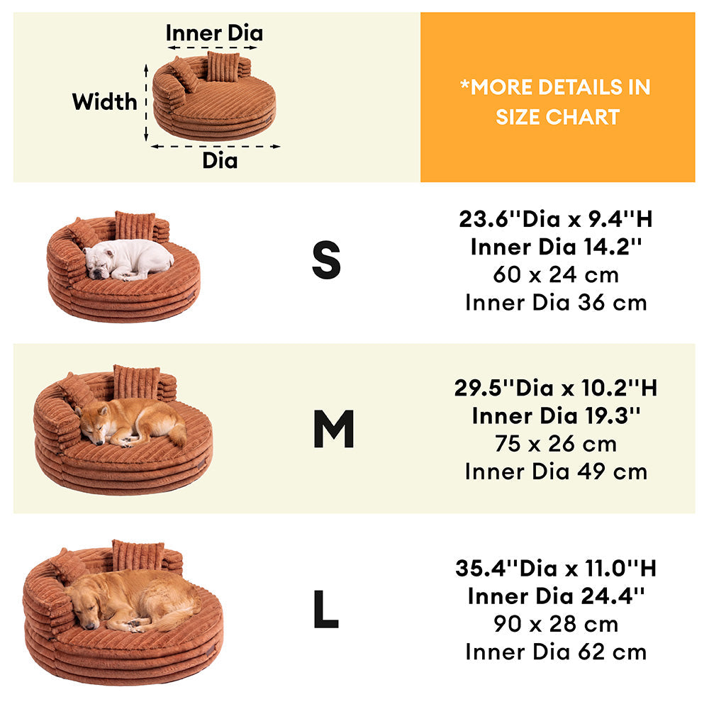 Ultra-Soft Ribbed Plush Removable Donut Orthopedic Dog Bed with Pillows - Cozy Nest