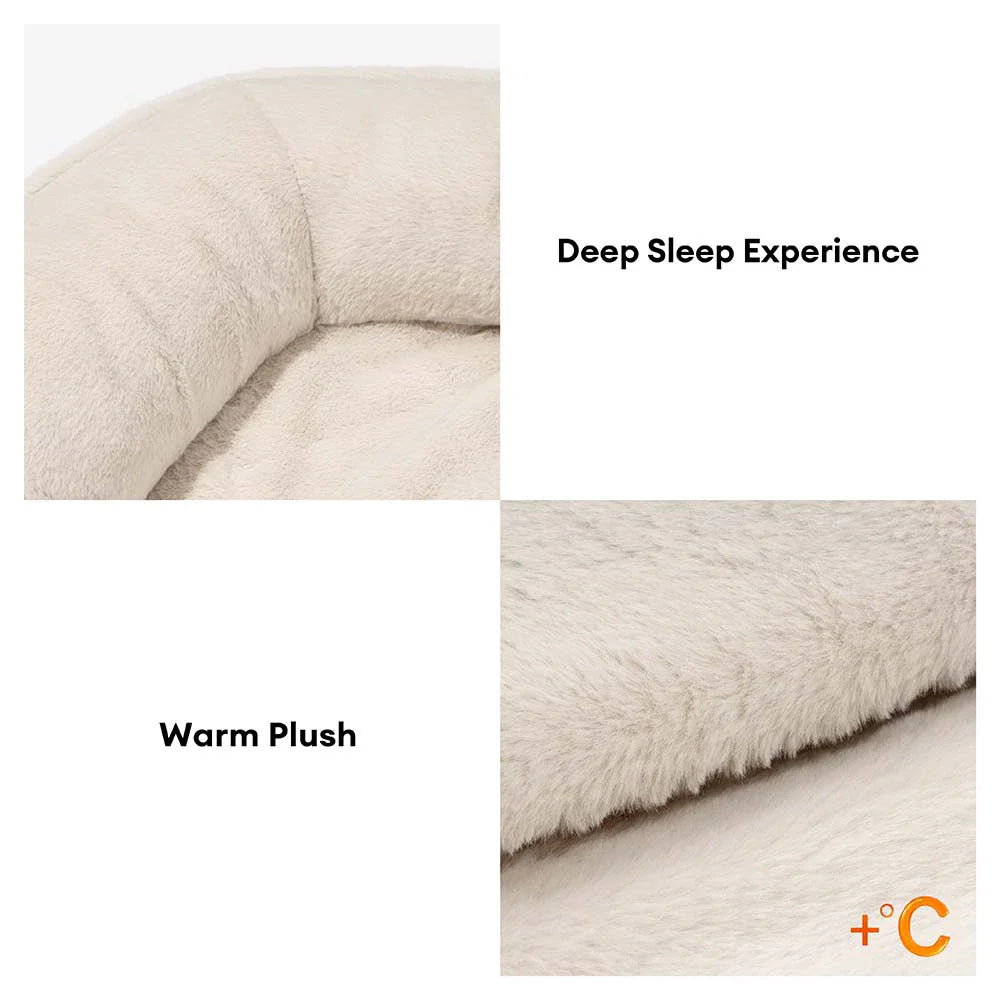 Deluxe Faux Leather & Plush Removable Orthopedic Donut Dog Bed - WarmNest