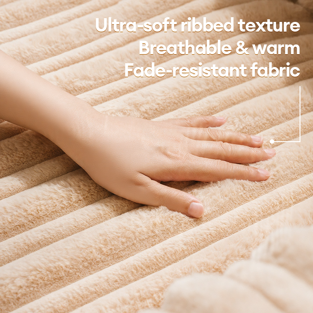 One-Piece Waterproof Pet-Friendly Ribbed Plush Recliner Couch Cover- Cozy Nest