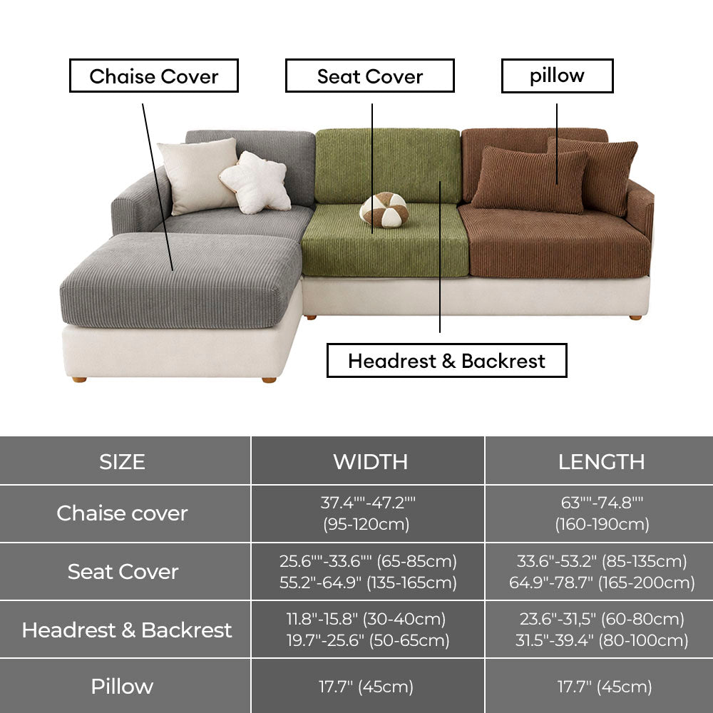 Vertical Stripe Corduroy Anti-Scratch Stretch Full-Cover Couch Cover