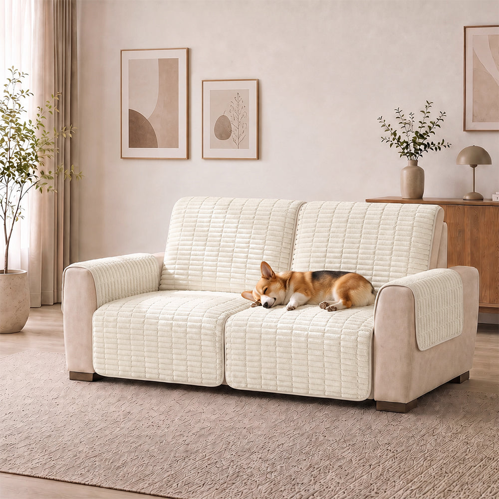 One-Piece Flannel Non-Slip Recliner Couch Cover with Elastic Straps - Cozy Nest