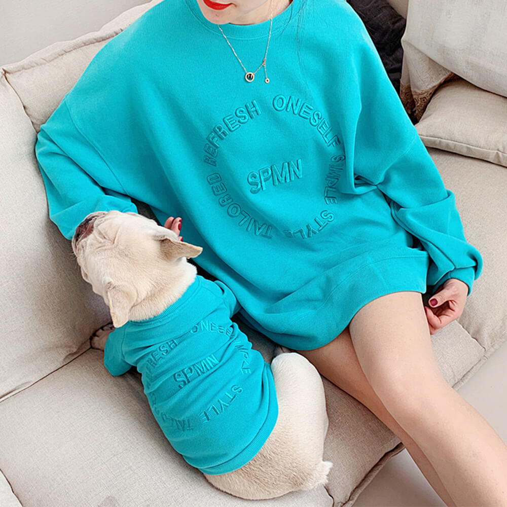 Stylish Embroidered Long Sleeve Pullover Sweatshirt for Pet and Owner Matching Clothes