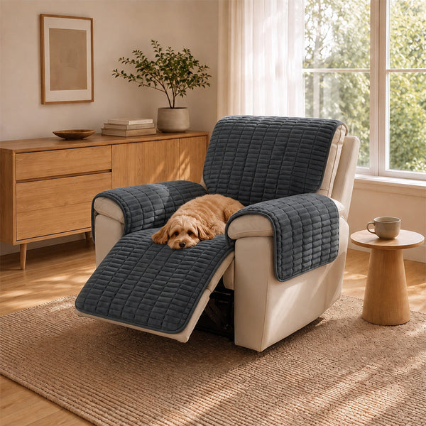 One-Piece Flannel Non-Slip Recliner Couch Cover with Elastic Straps - Cozy Nest