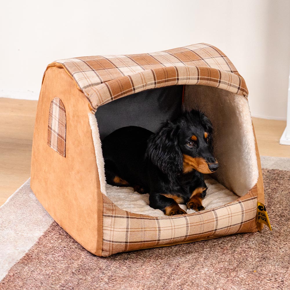 Classical Plaid House Orthopaedic Dog Bed - Retreat Cabin