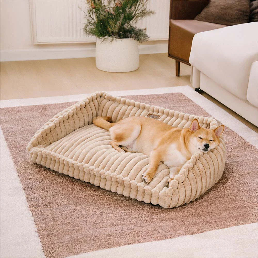 Plush Warmth Removable Orthopedic Wedge Bolster Dog Sofa Bed - CozySlope