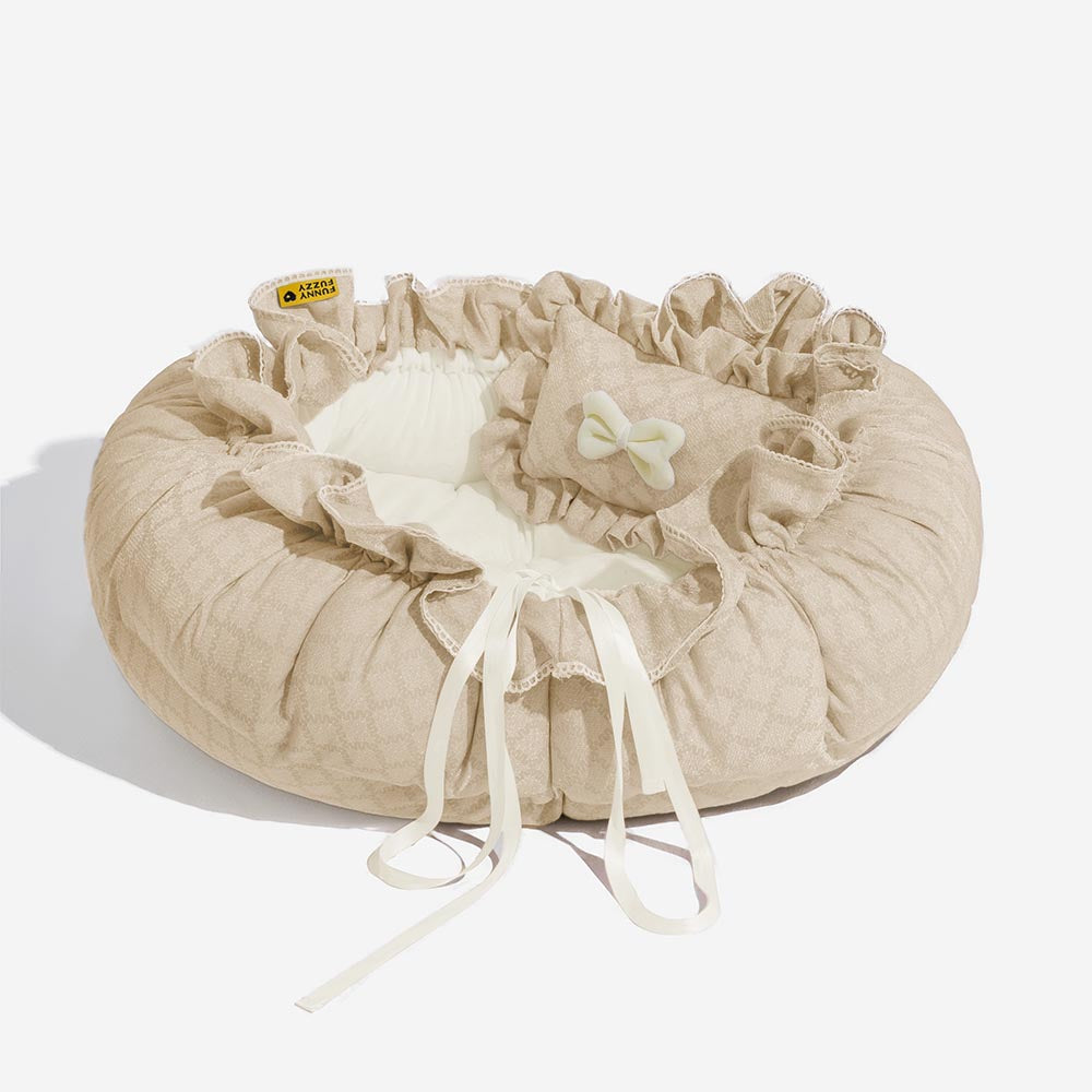 Drawstring Washable Multifunctional Round Cat Bed Mat - Floral Night Napper