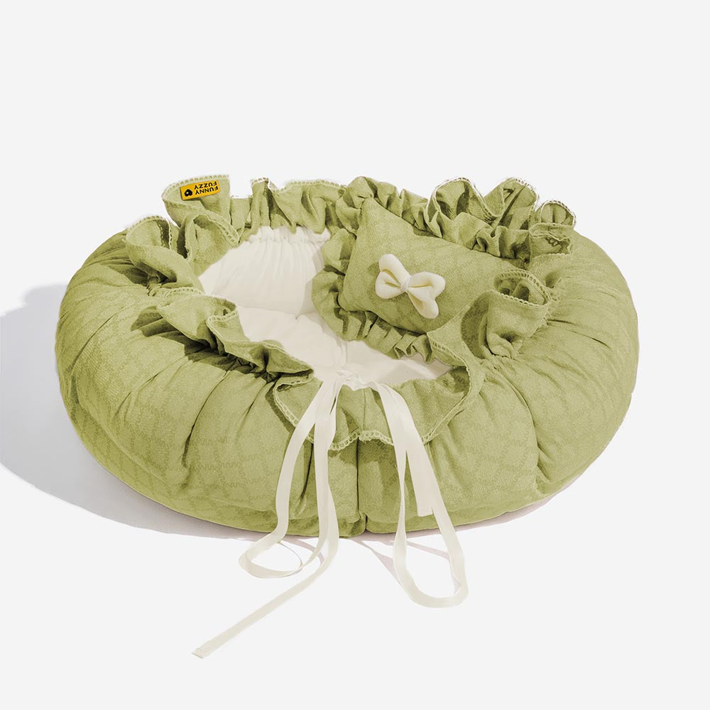 Drawstring Washable Multifunctional Round Cat Bed Mat - Floral Night Napper