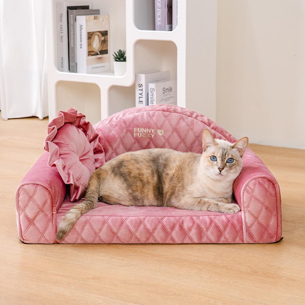 Pinky Cosy Indoor Sofa Calming Cat Bed -  Princess Lord