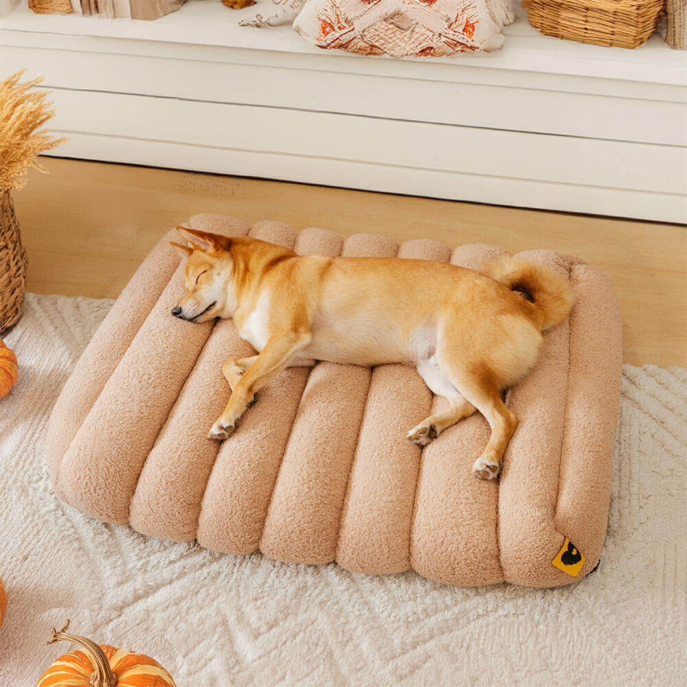 Large Washable Creamy Cosy Flat Dog Beds - Cheesecake