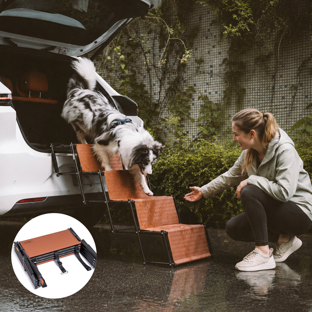 Foldable Dog Stairs for Car with Wide Non-Slip Steps - LuxeNest
