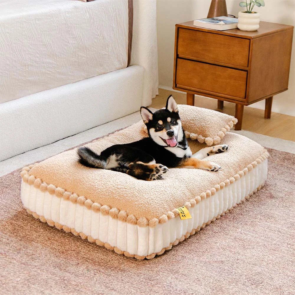 Comfy Plush Biscuit-Inspired Orthopedic Dog Bed with Pillow – SweetNap