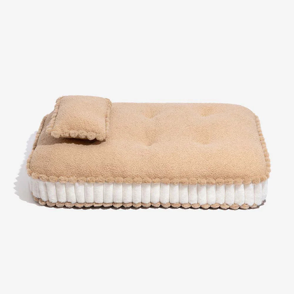 Comfy Plush Biscuit-Inspired Orthopedic Dog Bed with Pillow – SweetNap