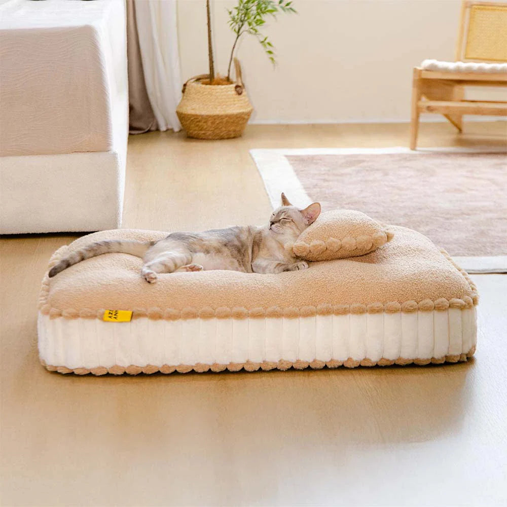 Comfy Plush Biscuit-Inspired Orthopedic Dog Bed with Pillow – SweetNap
