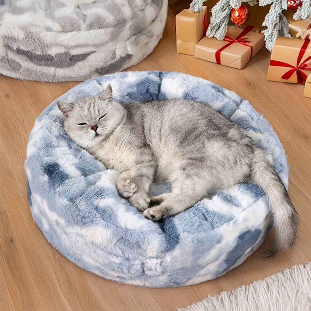 Cloudy Fluffy Calming Donuts Round Dog Beds