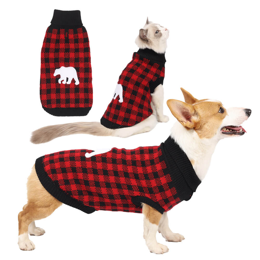 Christmas Reindeer Warm Turtleneck Dog Knit Sweater