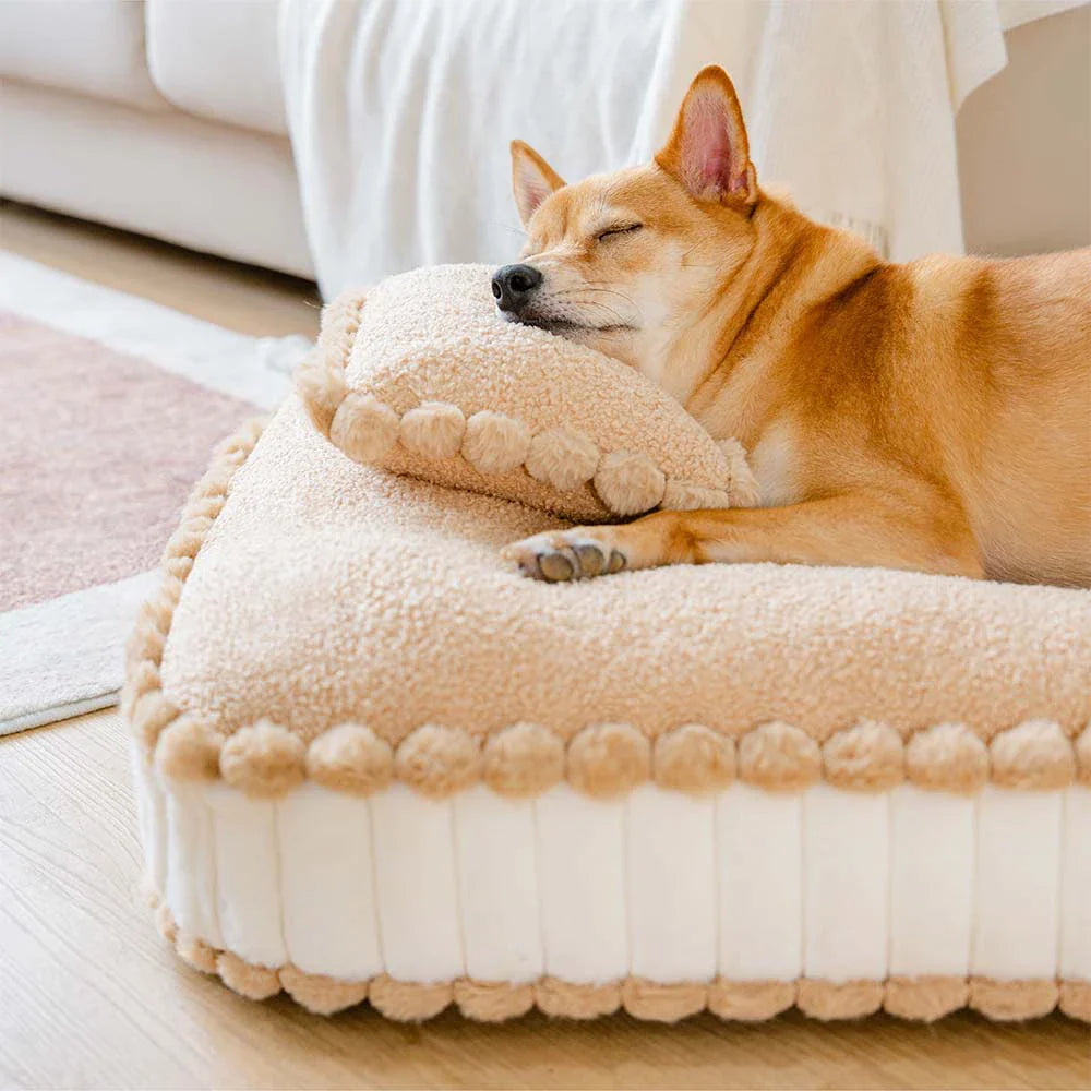 Comfy Plush Biscuit-Inspired Orthopedic Dog Bed with Pillow – SweetNap