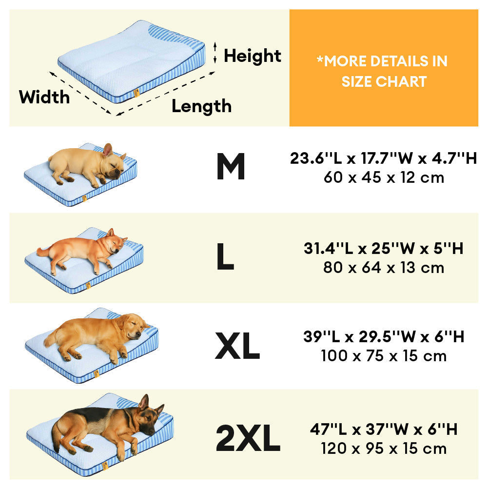 Extra Large Cooling Washable Rectangle Orthopedic Dog Bed - Pet-Friendly Bedroom