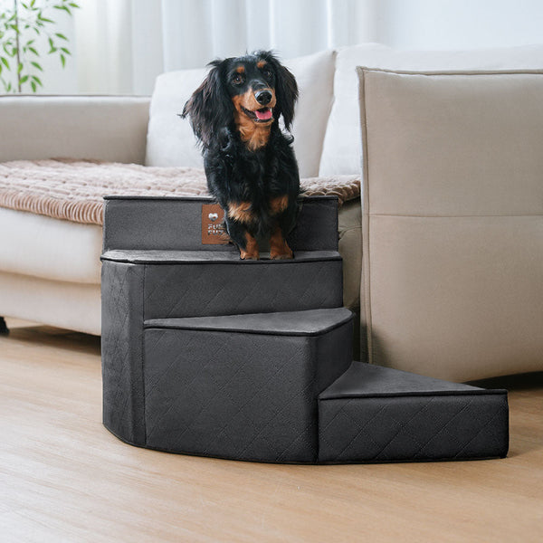 Luxe Water-repellent Faux Leather Removable Spiral Pet Stairs - StepEase