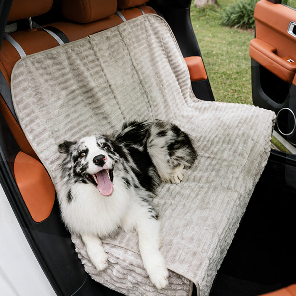 Ribbed Plush Waterproof Dog Car Seat Cover - Cozy Nest