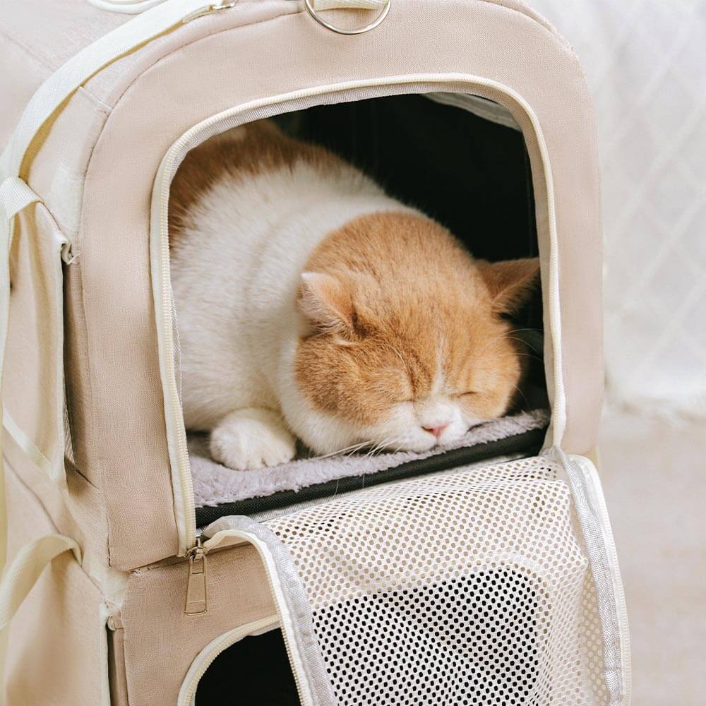 Double-Layer Spacious Multi-Cat Travel Rolling Pet Carrier Bag with Wheels