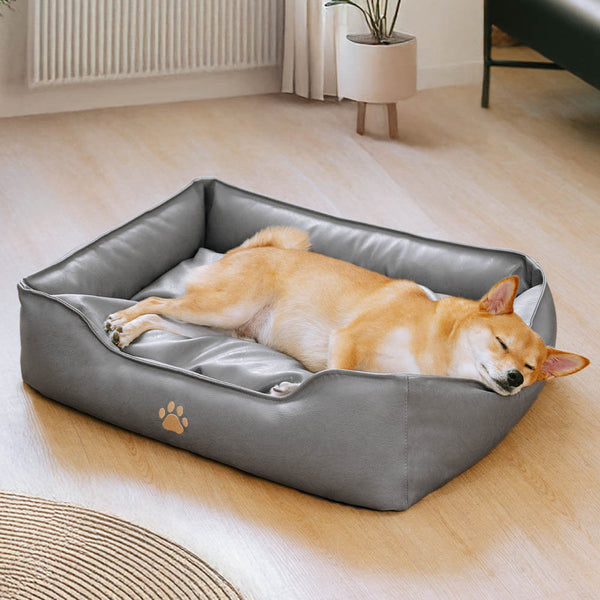 Luxury Faux Leather Waterproof Removable Dog Sofa Bed