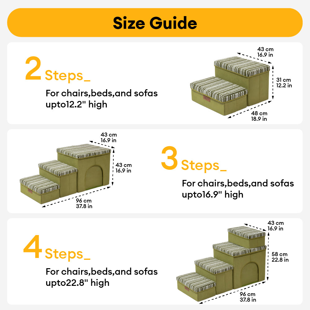 Foldable Dog Stairs with Storage and Condo - Funnyfuzzy SnugNest
