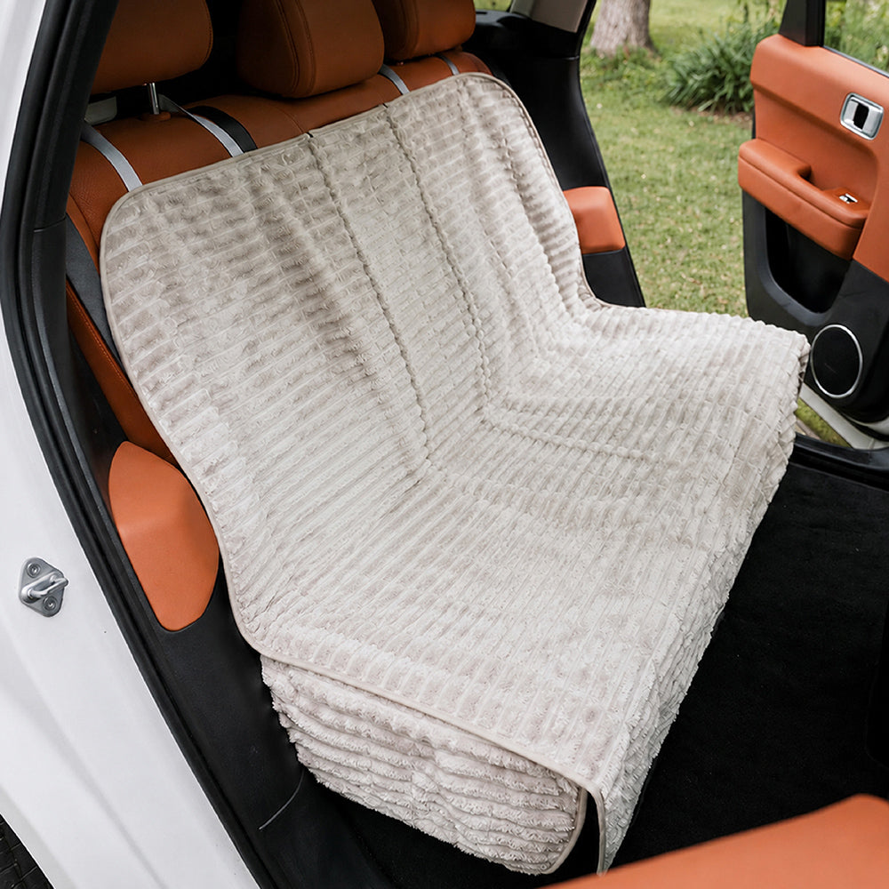Ribbed Plush Waterproof Dog Car Seat Cover - Cozy Nest