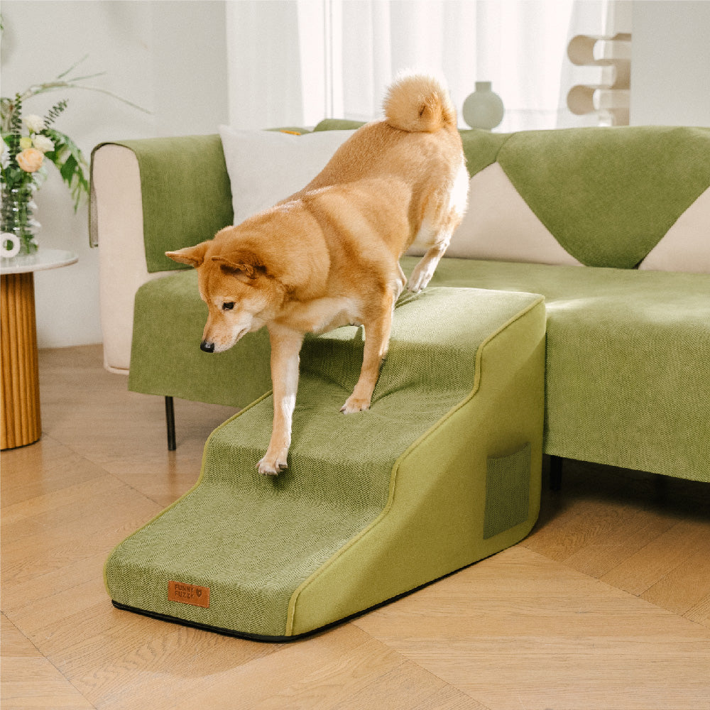Chenille Extra Wide Non-Slip Removable Sponge Pet Stairs - SafeRamp