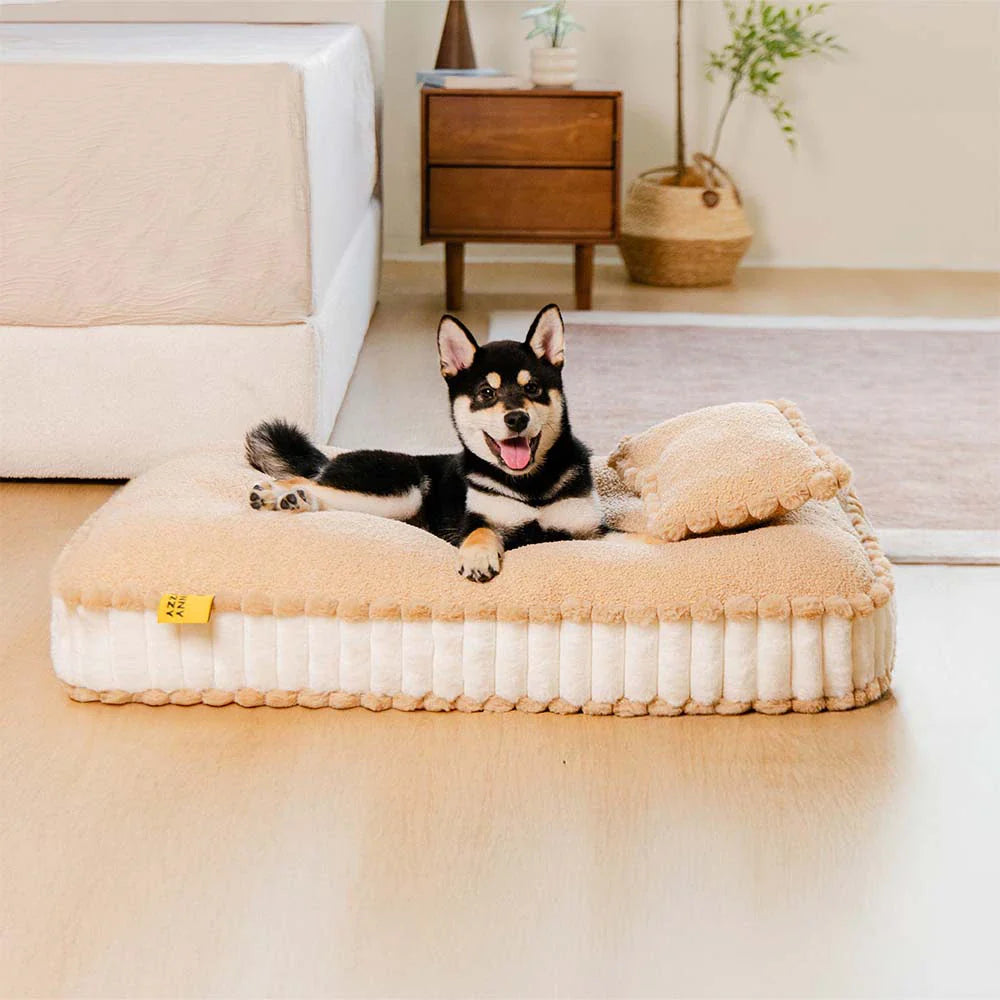 Comfy Plush Biscuit-Inspired Orthopedic Dog Bed with Pillow – SweetNap
