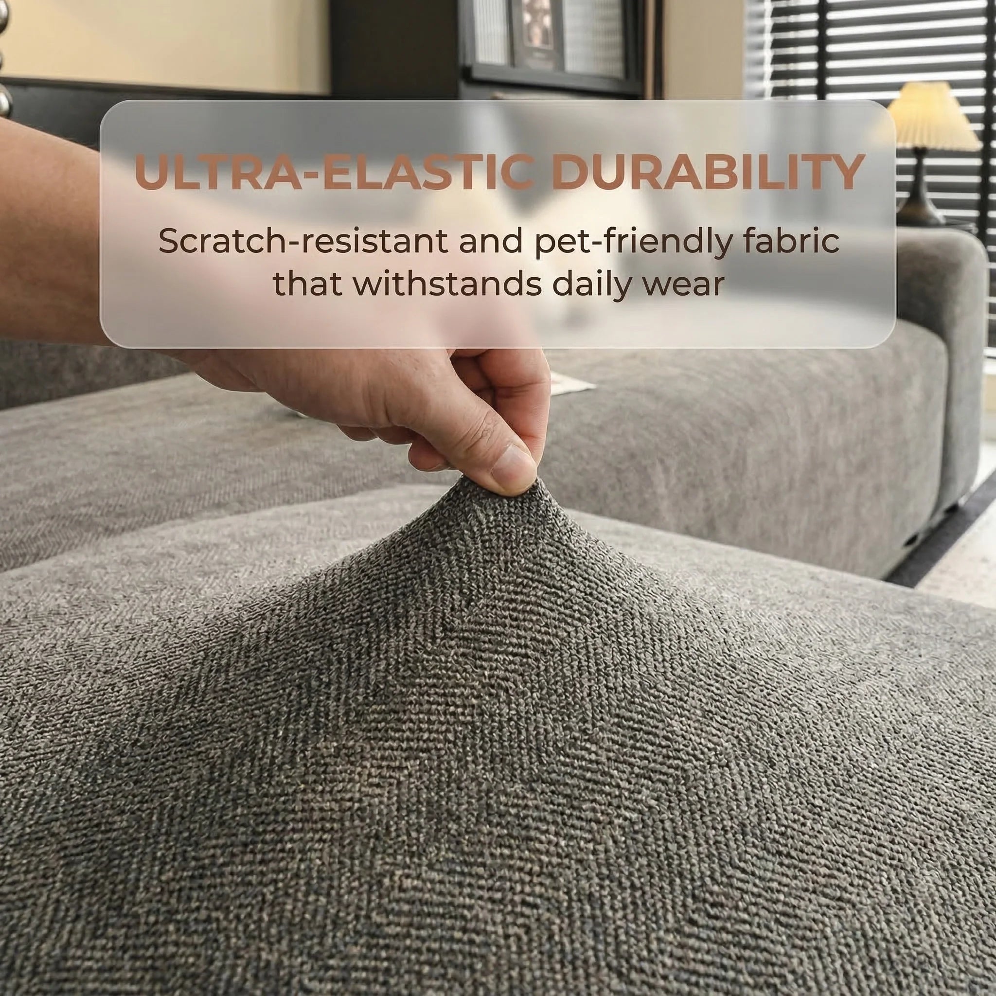 Herringbone Full Coverage Scratch-Resistant Sofa Protection Magic Stretch  Sectional Couch Cover