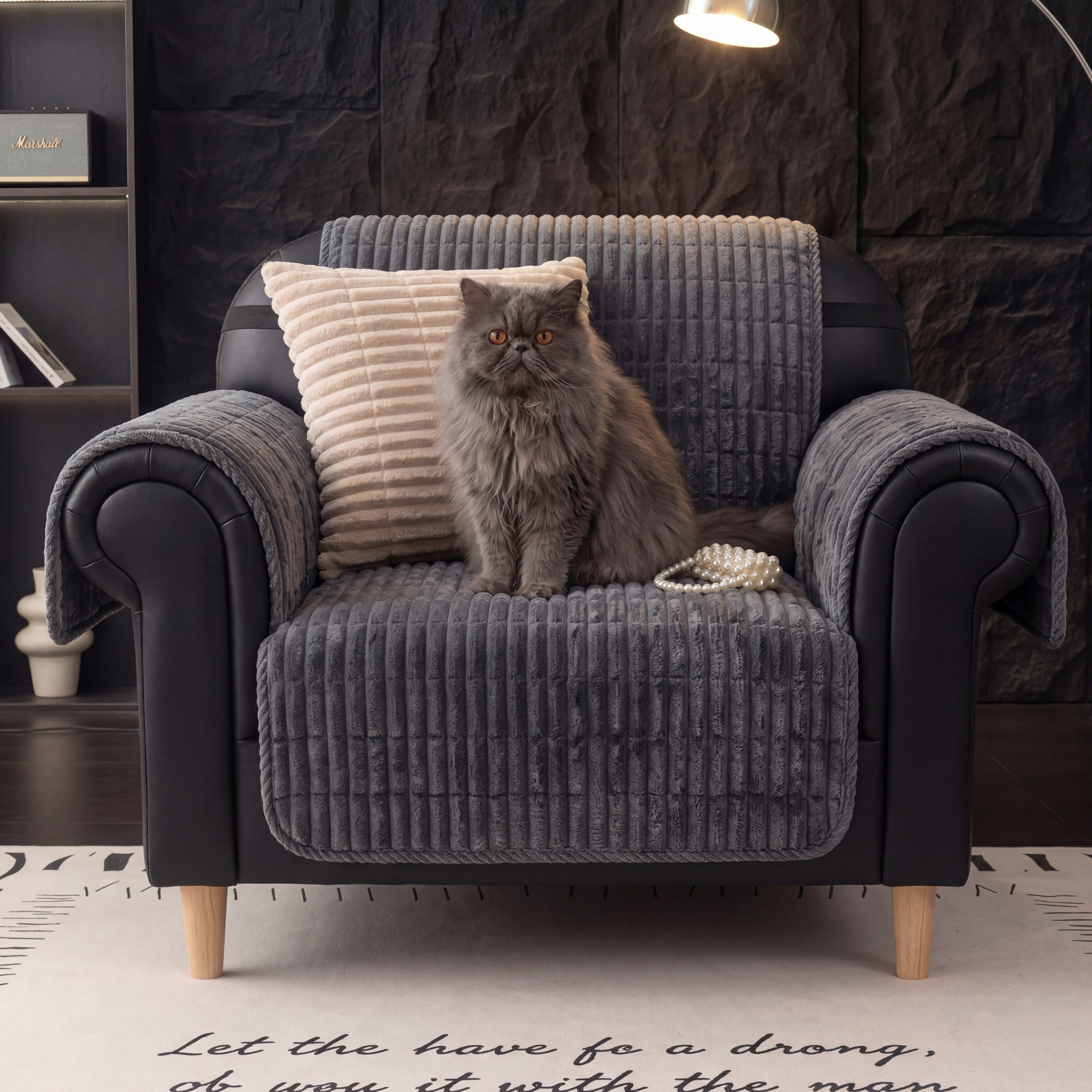 Waterproof One-Piece Cozy Flannel Sofa Protection Non-Slip Recliner Chair Covers