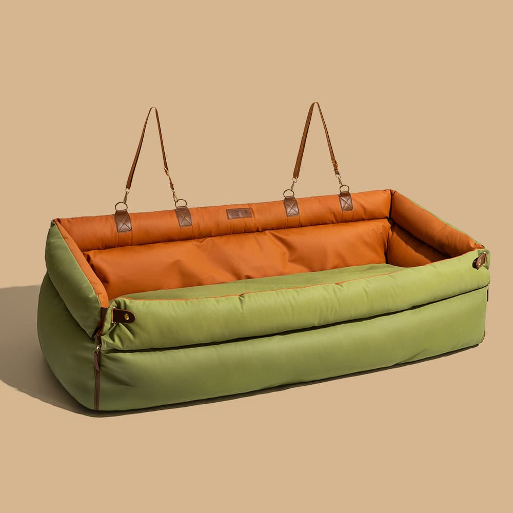 Deluxe Faux Leather Dog Car Seat Booster Bed - Urban Voyager
