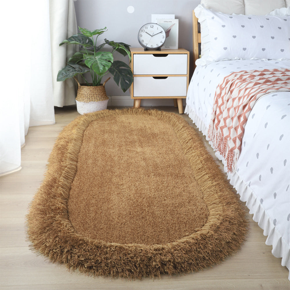 Oval Fluffy Thickened Living Room Rug Bedside Shaggy Rug