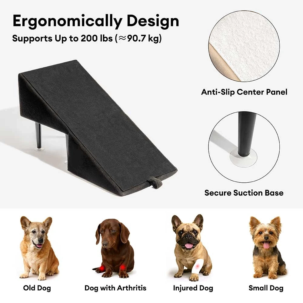2-in-1 Convertible Wooden Home Step Stool Dog Ramp Stairs - Pet-Friendly Bedroom