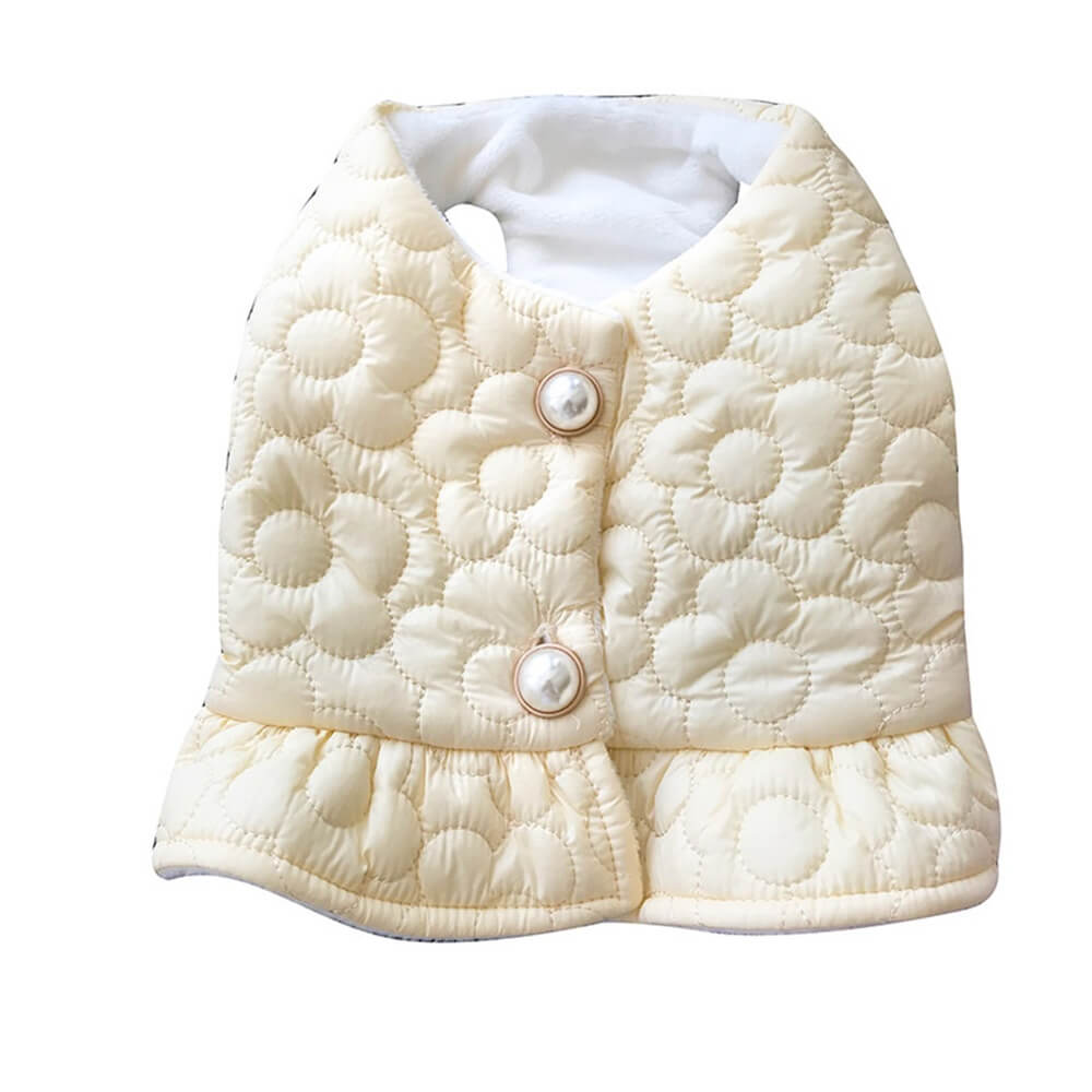 Quilted Flower-Pattern Dog Vest - Cozy Comfort for Winter Walks