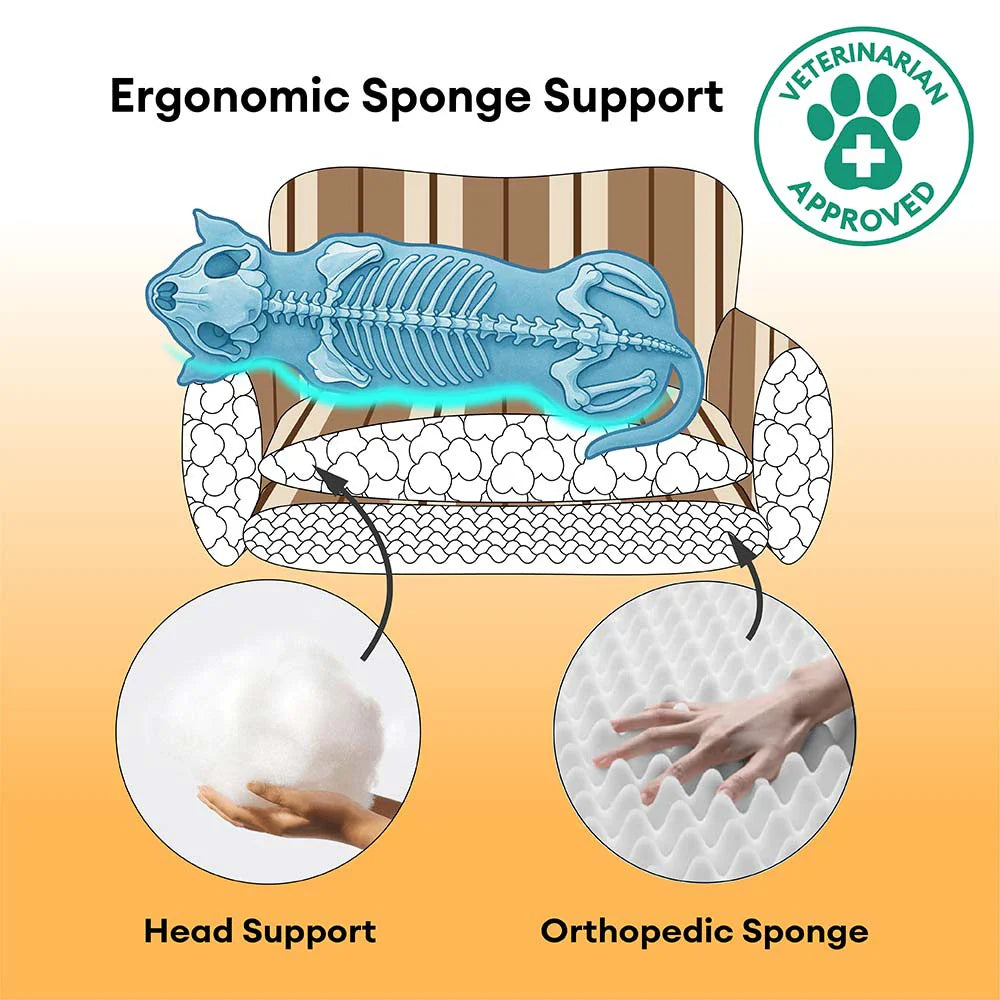 Plush Warmth Stripe Foldable Washable Dog & Cat Sofa Bed - MochaSnug