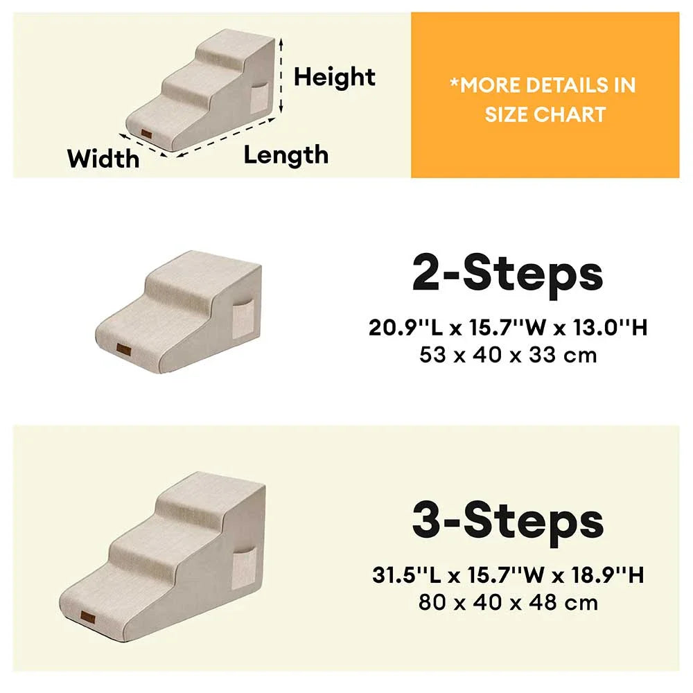 Chenille Extra Wide Non-Slip Removable Sponge Pet Stairs - Pet-Friendly Bedroom