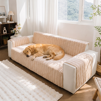 One-Piece Waterproof Pet-Friendly Ribbed Plush Recliner Couch Cover- Cozy Nest
