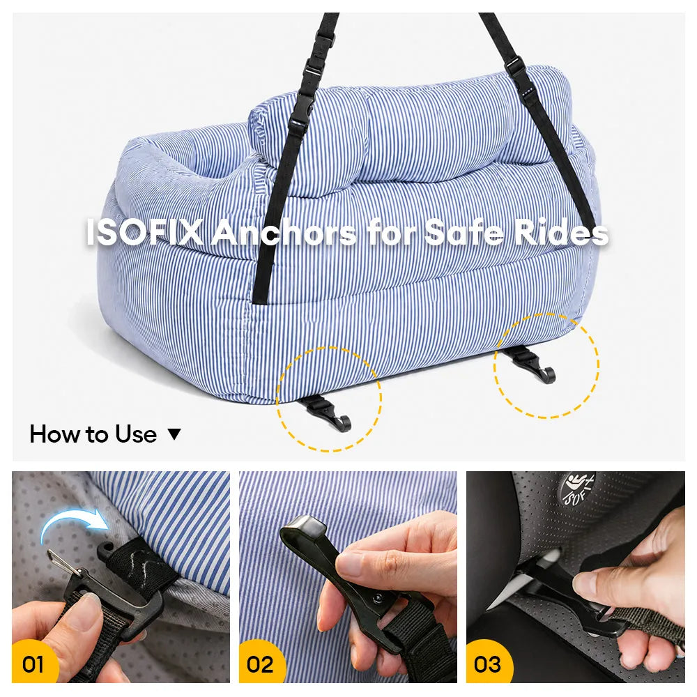 Portable ISOFIX Dog Car Seat Bed with ISOFIX System