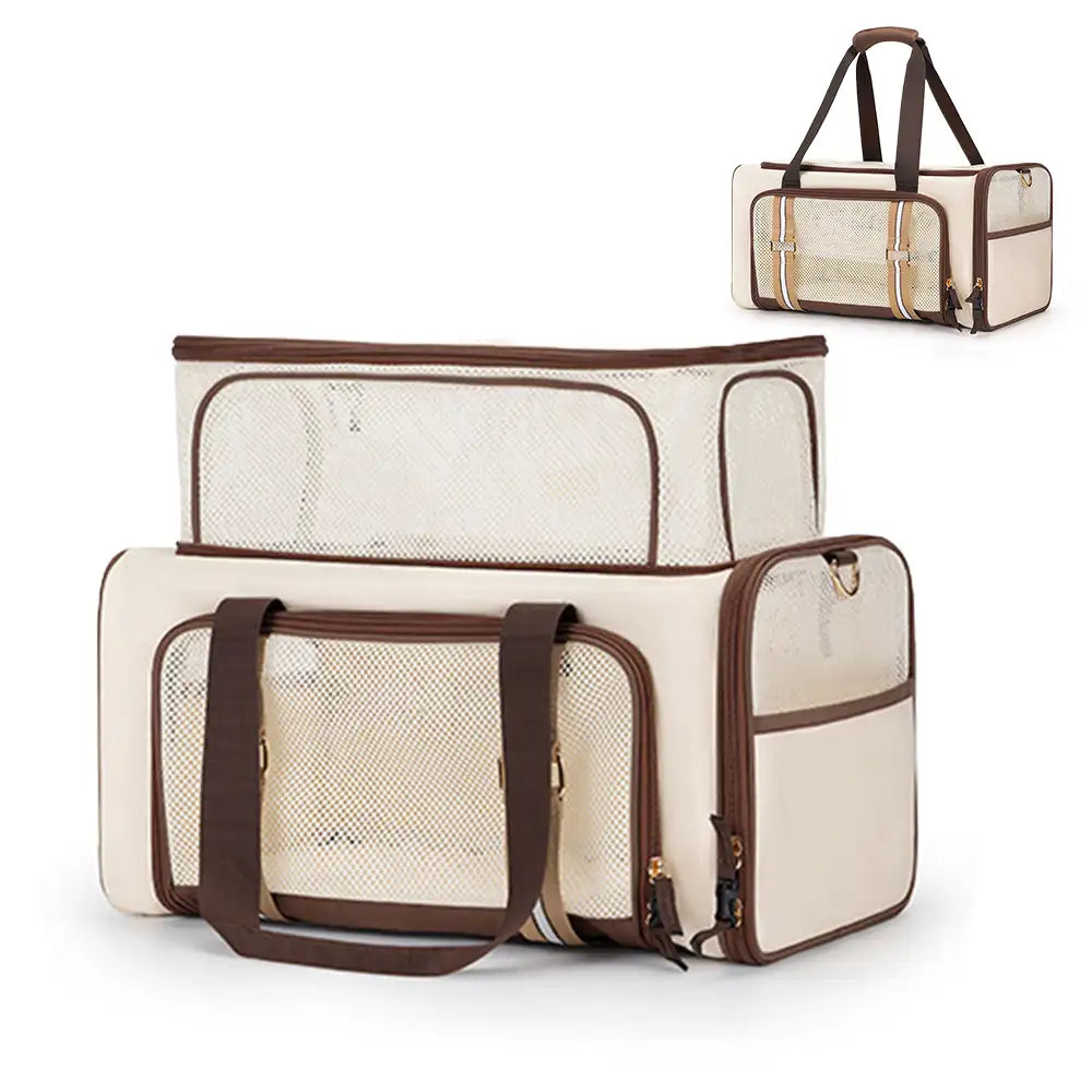 3 In 1 Breathable Large-Capacity Expandable Cat Carrier Bag for Travel and Airline