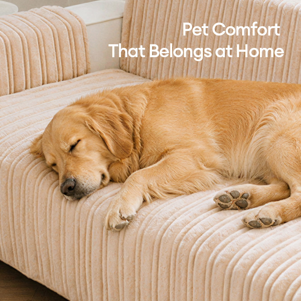 One-Piece Waterproof Pet-Friendly Ribbed Plush Recliner Couch Cover- Cozy Nest