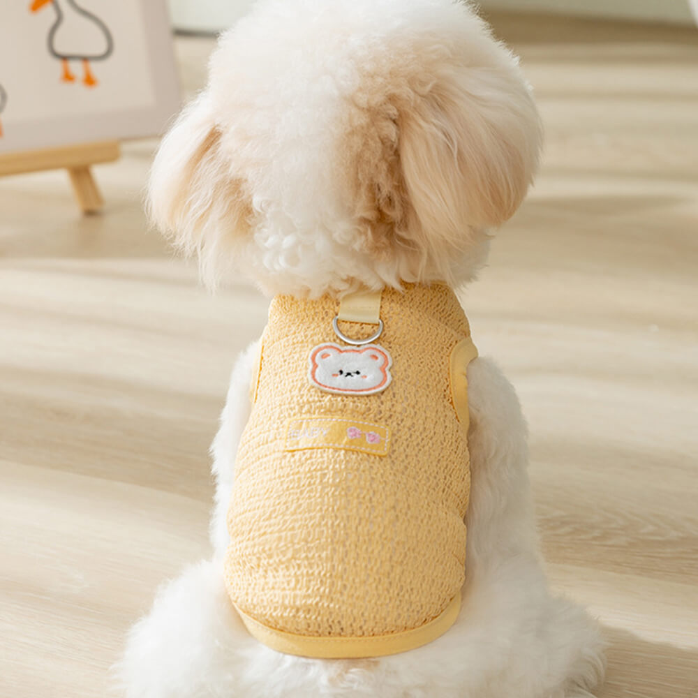 Breathable bear patch traction pet clothing two-leg vest dog cat summer clothes