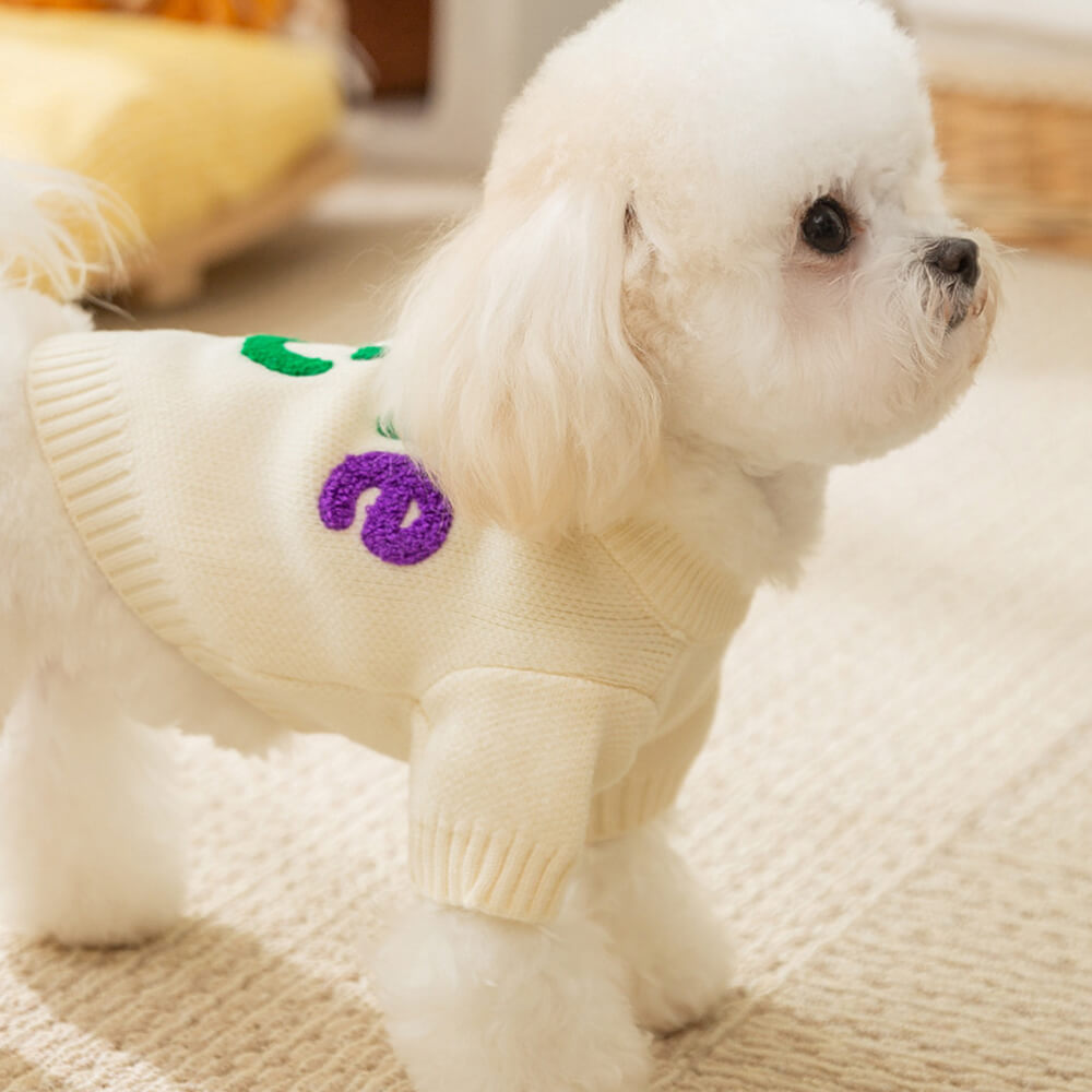 Colorful Apple Knit Dog Sweater